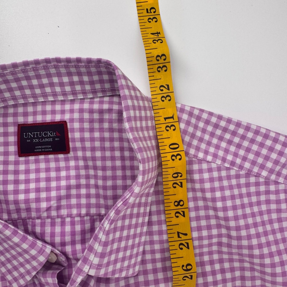 UNTUCKit Mens Purple Gingham Check Button Down Shirt XX Large Casual - Picture 5 of 7